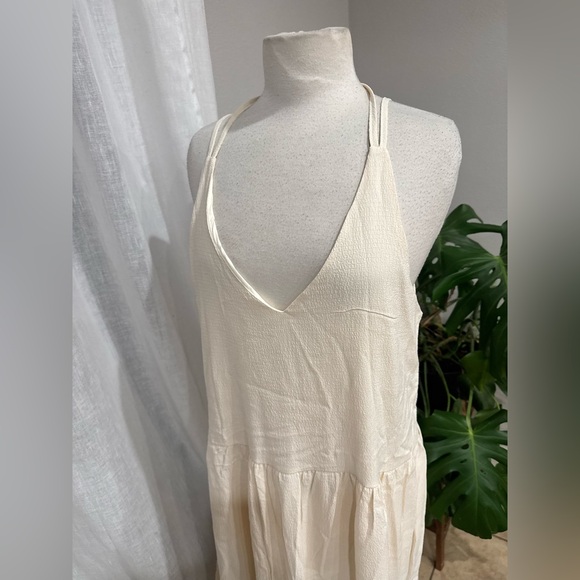 Boho Cream Maxi Dress – Adjustable Straps, Tiered Skirt, Open Back - Picture 2 of 4